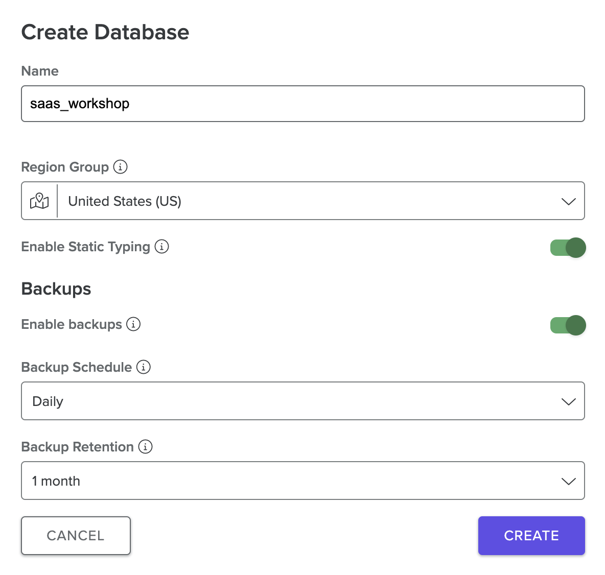 Create New Database
