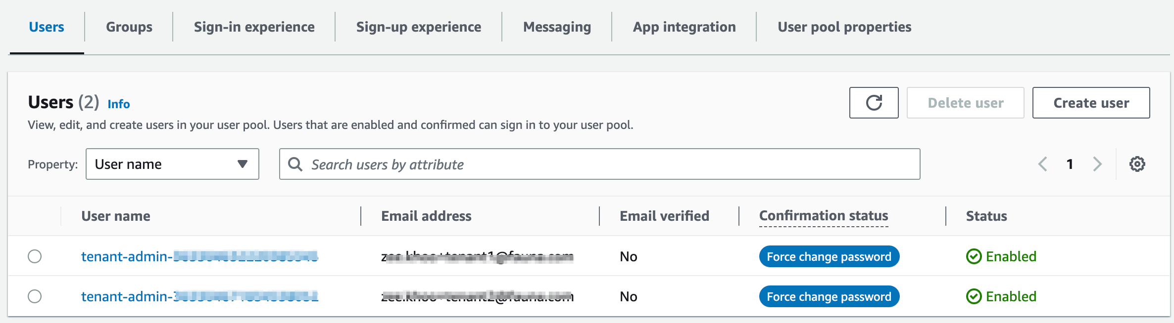 PooledTenant User Pool