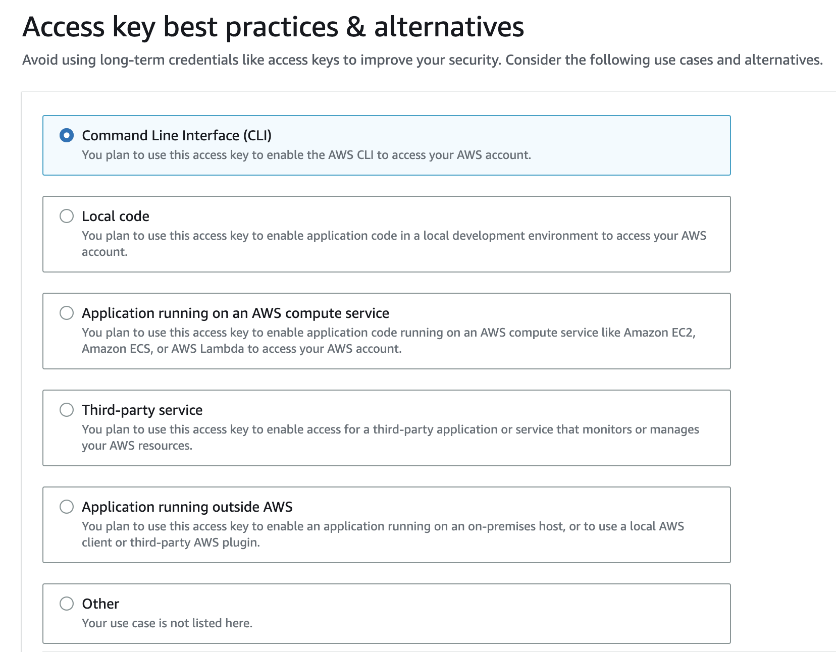 Create Access Key